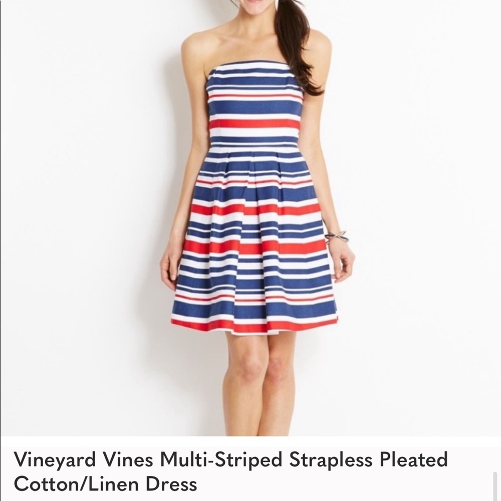 Vineyard Vines Strapless Striped Dress